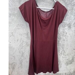 Coquette Lace Back Fit and Flare Mini Dress Short Sleeve Skater Dress Wine Red